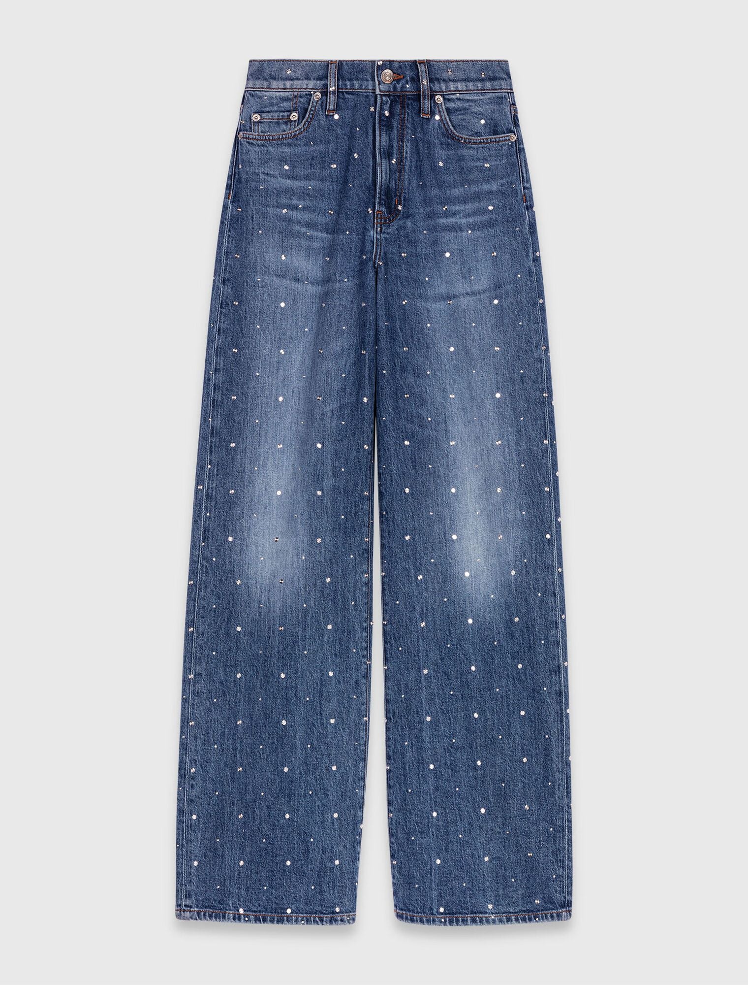 Quần jeans ống rộng đinh tán